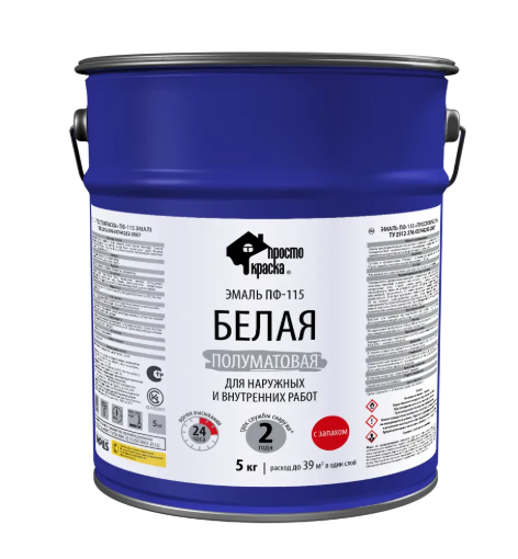 Эмаль ПФ-115 ПростоКраска цвет белый 5 кг