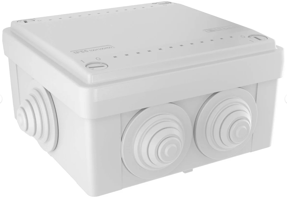 Коробка ответвит. с 6 кабельными вводами д. 25мм DKC IP55 100х100х50мм 1 ШТ 53801DIY