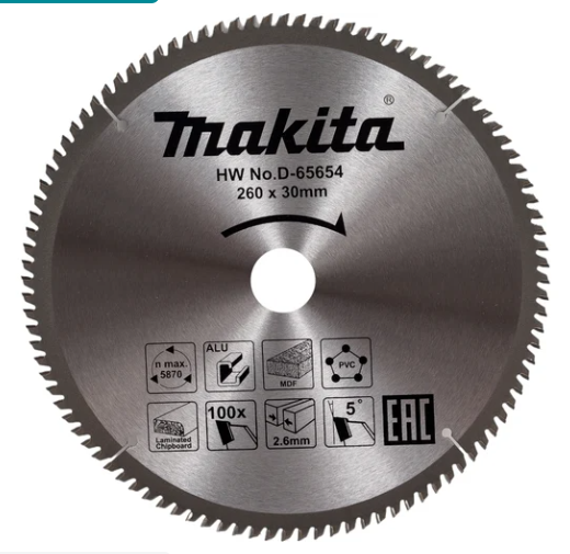 Диск пильный универсальный D-65654 (260х30х2.6 мм; 100Т) Makita 199045