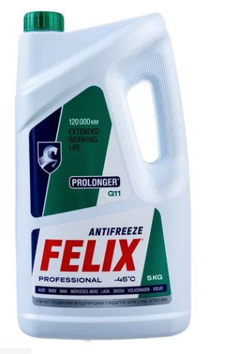 Антифриз FELIX PROLONGER -40град.С, G-11, 5 кг, зеленый