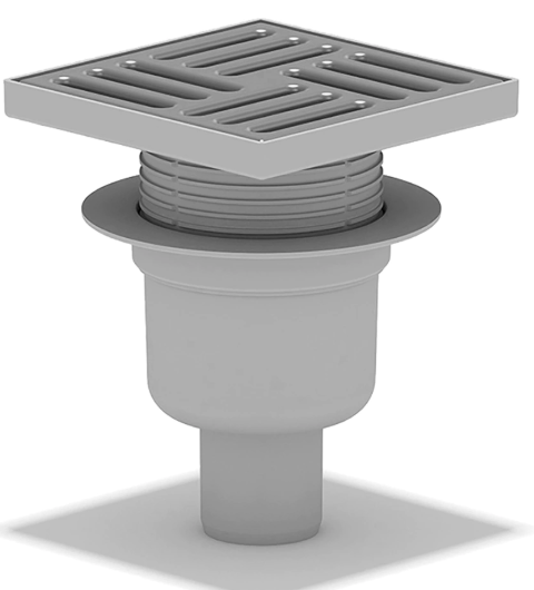 Трап для душа АНИ плаcт 150х150 мм вертикальный хром