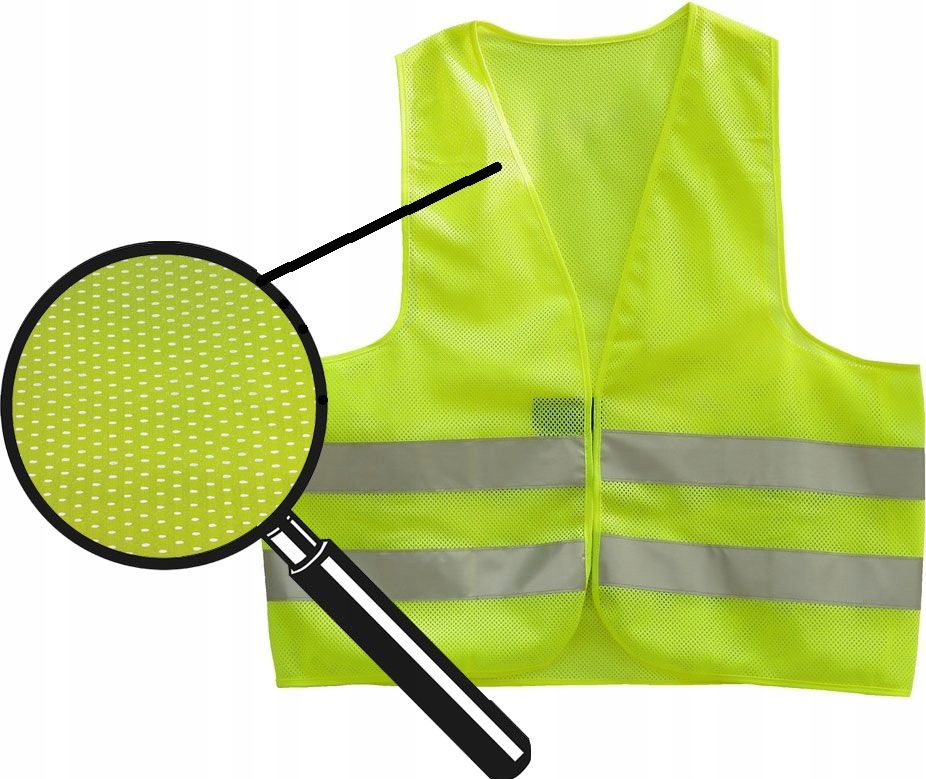 Жилет сигнальный лимонный на пуговицах из крупной сетки с печатью цифры на спине и груди